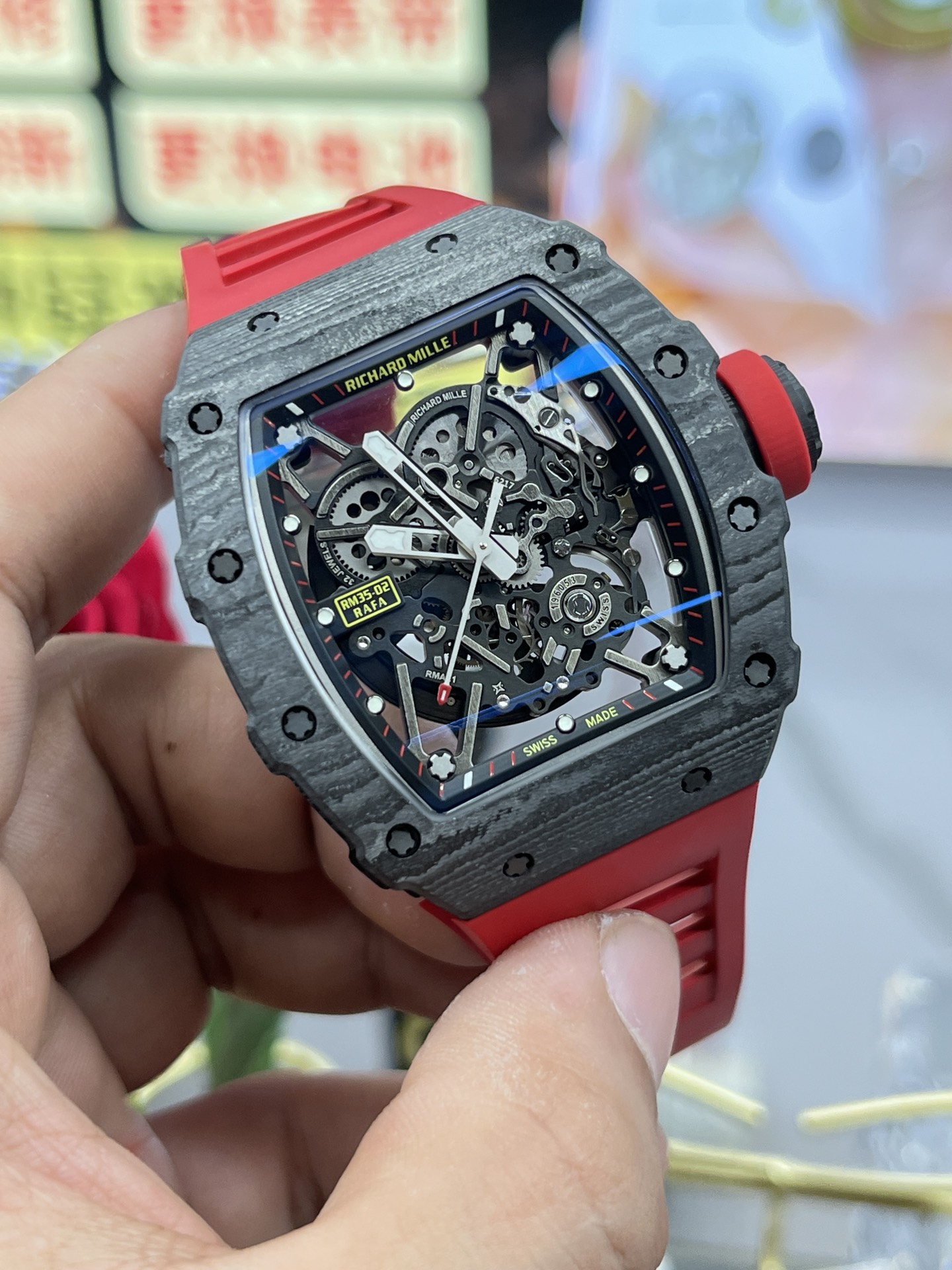 Replica Richard Mille RM35-02 Red Rubber Strap Swiss Movement Sports Watch