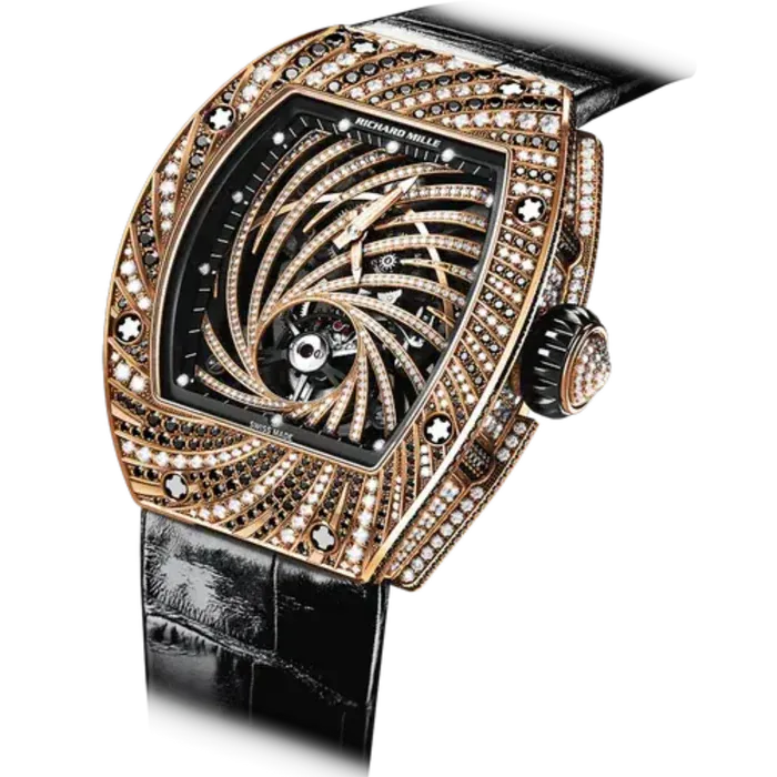 Richard Mille RM 51-02 Diamond Swirl Tourbillon Rose Gold Ladies Super Clone Watch