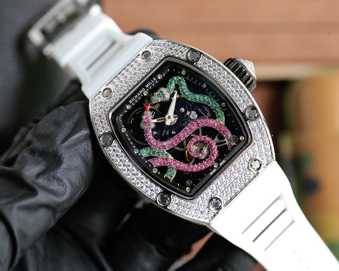 Replica Richard Mille RM 026 Serpent Luxury Tourbillon Watch, Diamond White Gold Case, Double Serpent Design