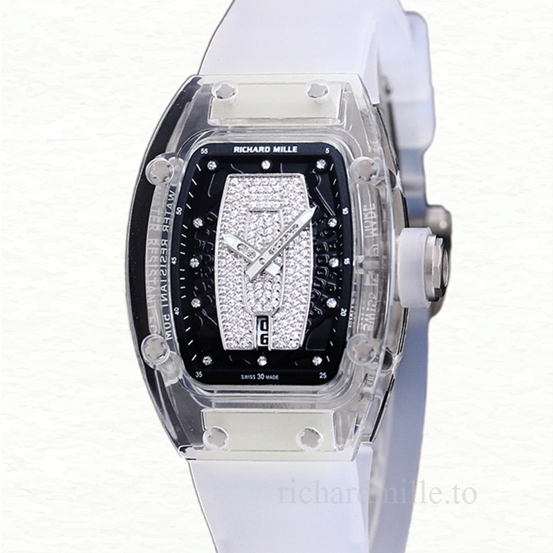 Richard Mille RM 07-02 Automatic Ladies Diamonds Dial Rubber Band Acrylic