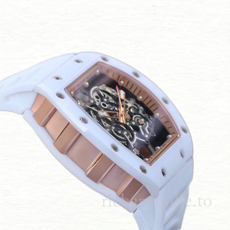Richard Mille RM055 Men Mechanical Watch Transparent Dial Ceramics Bezel