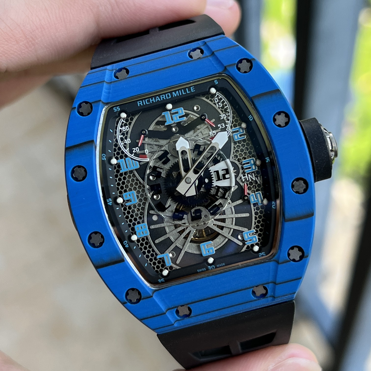 Replica Richard Mille RM022 Blue Carbon Skeleton Dial Automatic Movement 40x50mm