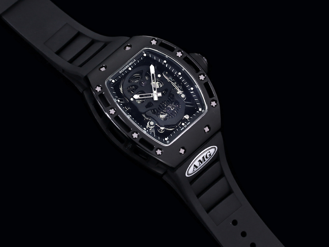 Swiss Richard Mille RM 052 Replica Watch – Skeleton Tourbillon, Skull Face, Black Rubber Strap, Quality