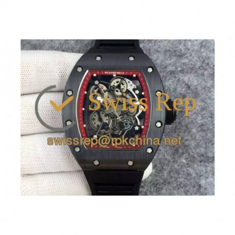 RM55 Black Ceramic Red Skeleton Dial M8215
