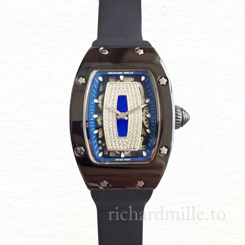 Richard Mille RM07-01 Automatic Ladies Blue With Diamonds Dial Watch Rubber Band