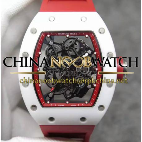 RM55 White Ceramic Red Skeleton Dial M8215