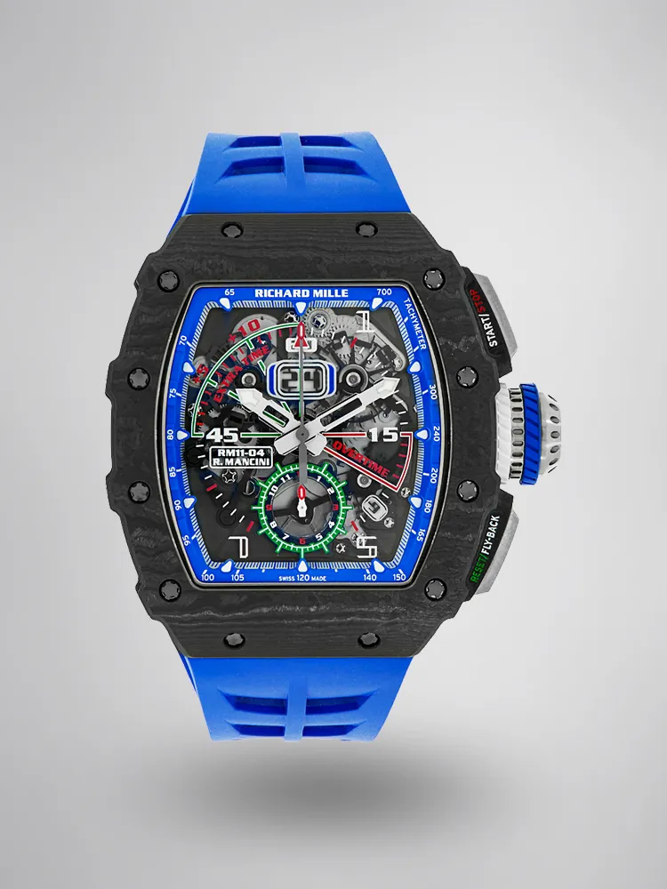 Richard Mille RM 11-04 Replica Skeleton Dial Blue Rubber Strap Luxury Sports Watch