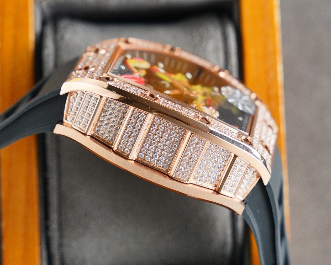 Richard Mille RM 51-01 Automatic Men Transparent Dial Rubber Band Watch