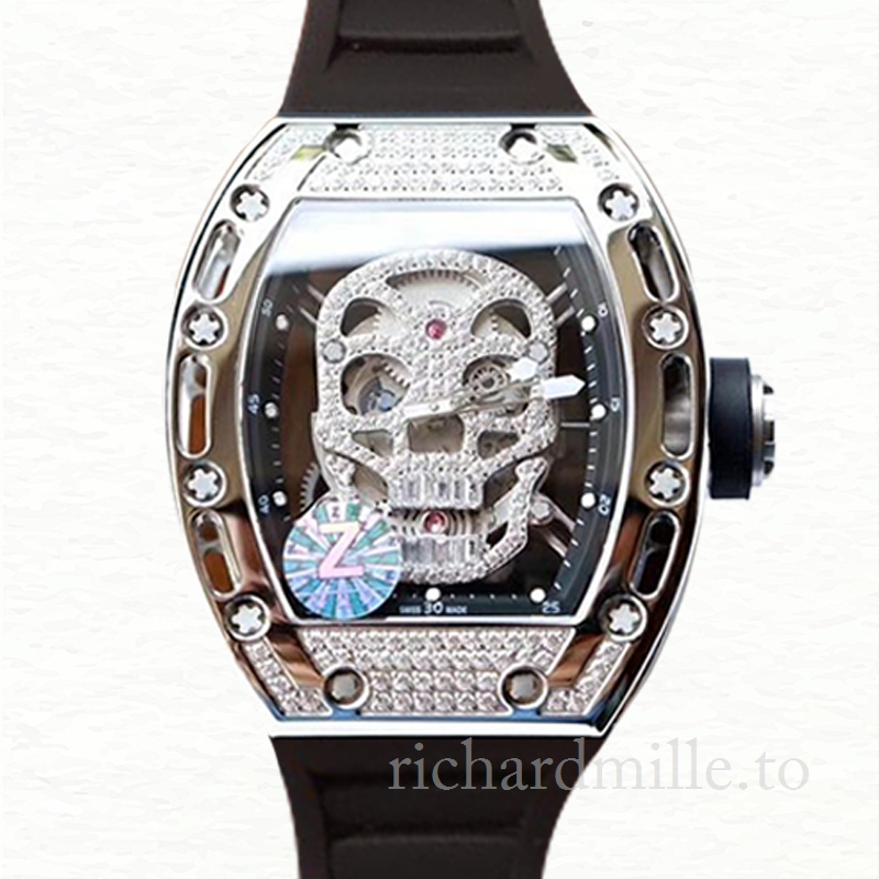 Richard Mille RM052 Men Mechanical Watch Diamonds Skull Dial