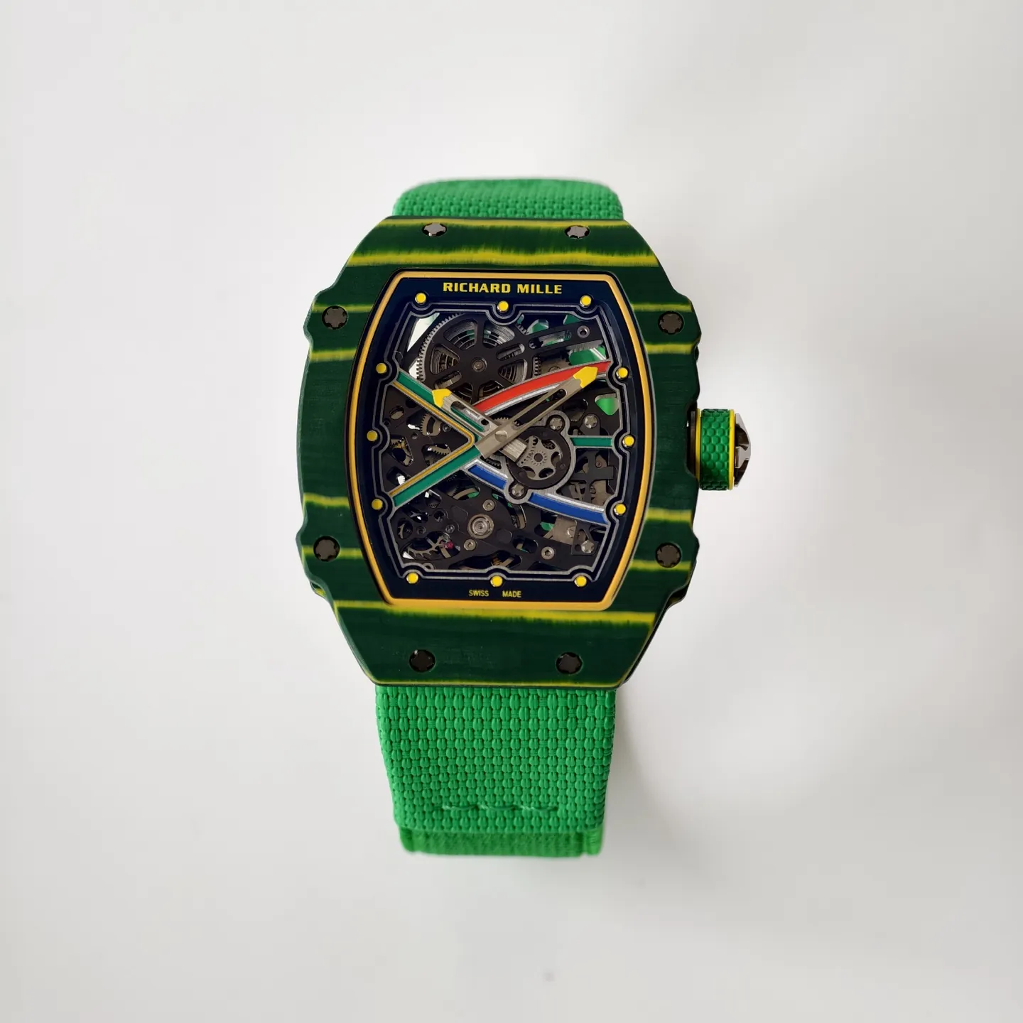 UMI RM 67-02 Van Niekerk Green Carbon Yellow Bezel Green Fabric Strap Replica Watch