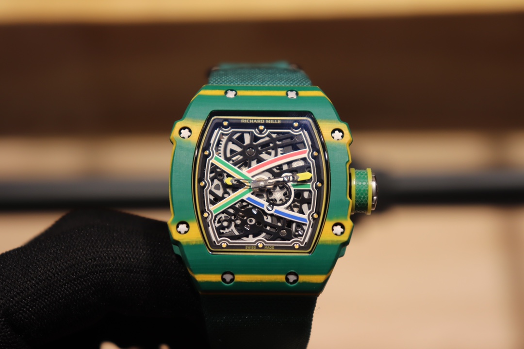 Best Replica Richard Mille RM 67-02 Skeleton Dial Watch With Green Fabric Strap