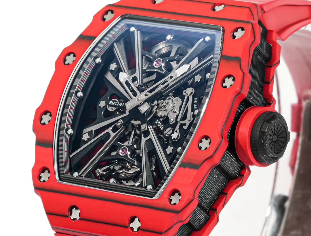Replica Richard Mille RM 12-01 Tourbillon Watch For Stylish Men – Luxurious Red Carbon Fiber Case