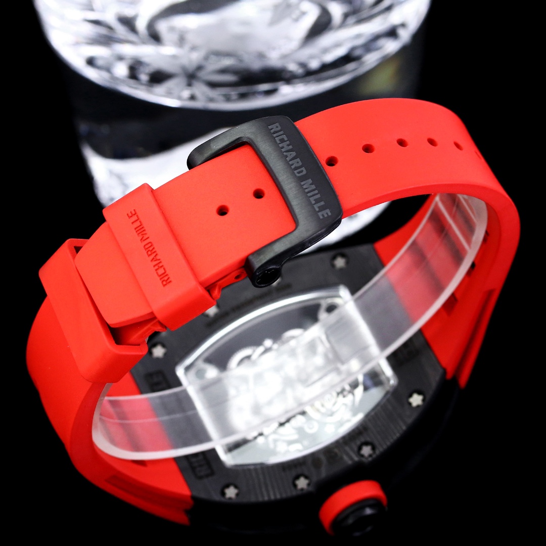 Swiss Replica Richard Mille RM 055 NTPT Carbon Watch With Red Strap – Sporty, Luxurious, and Precision Engineered