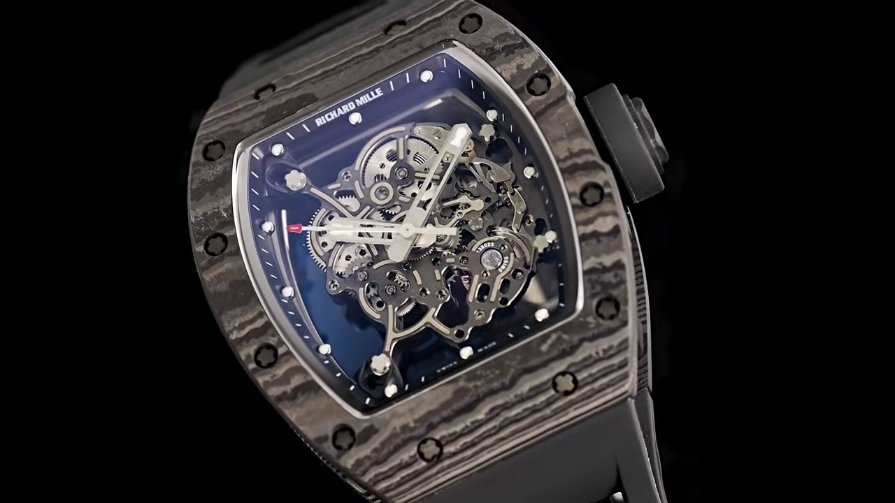 Swiss Replica Richard Mille RM55 – Super Clone with Carbon Fiber Case & Rubber Strap