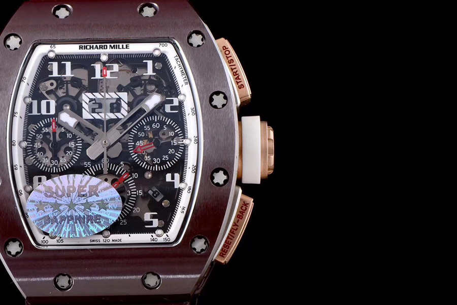 Richard Mille Replica RM 011 Brown Rubber Strap