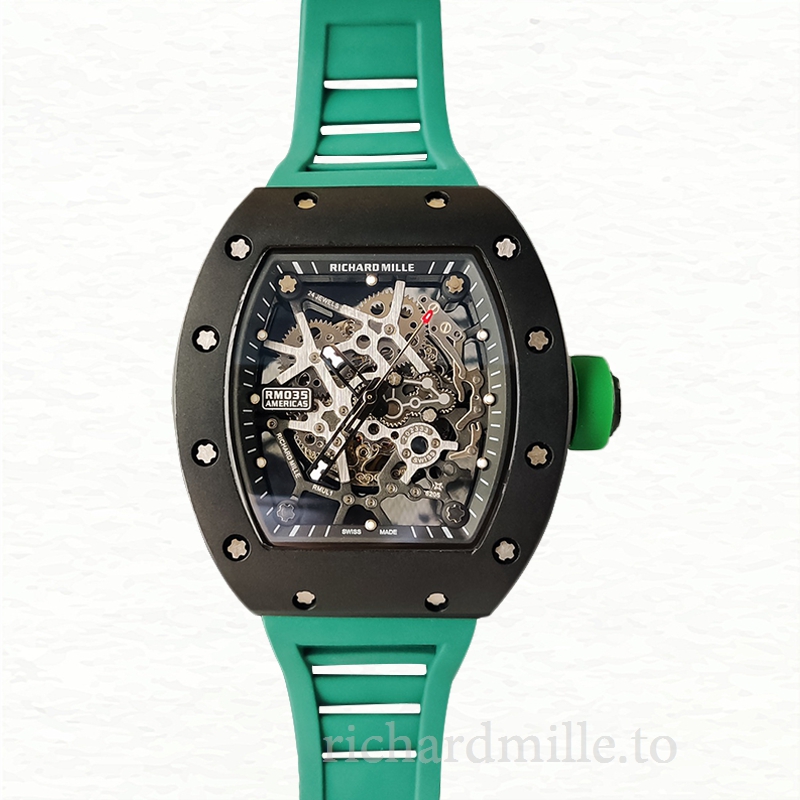 Richard Mille RM35 Men Mechanical Rubber Band Skeleton Dial