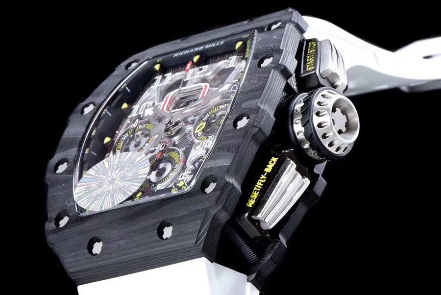Richard Mille Replica RM 011 White Strap Carbon Fiber Bezel
