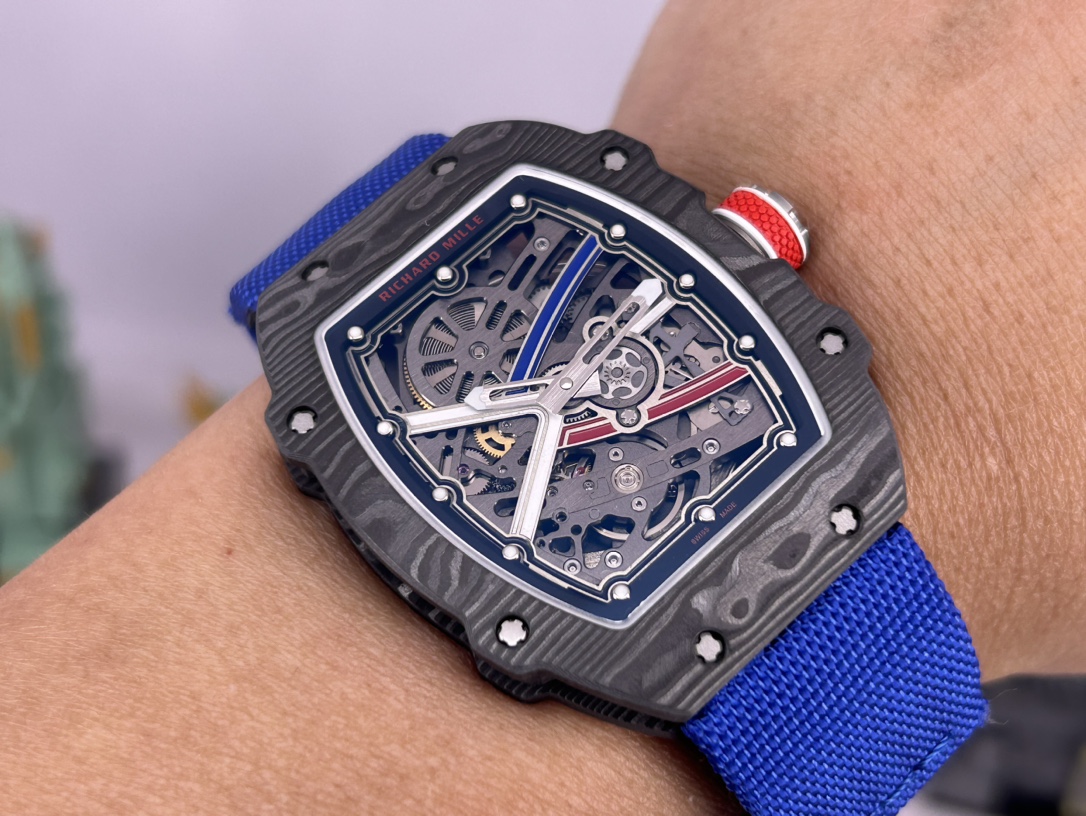 Richard Mille RM 67-02 Sebastian Ogier Replica Swiss Extra Flat Watch For Men – Skeleton Dial with Blue Nylon Strap