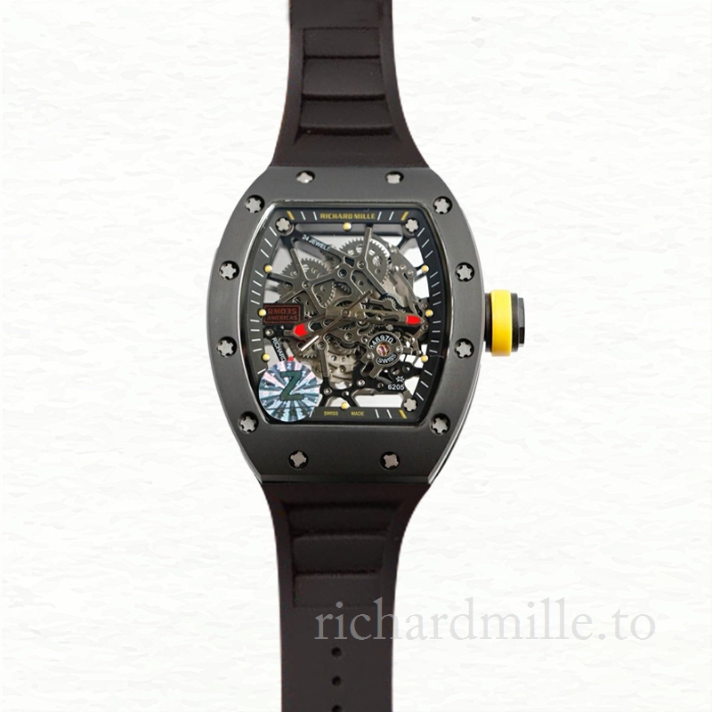 Richard Mille RM035 Mechanical Men Transparent Dial Rubber Band