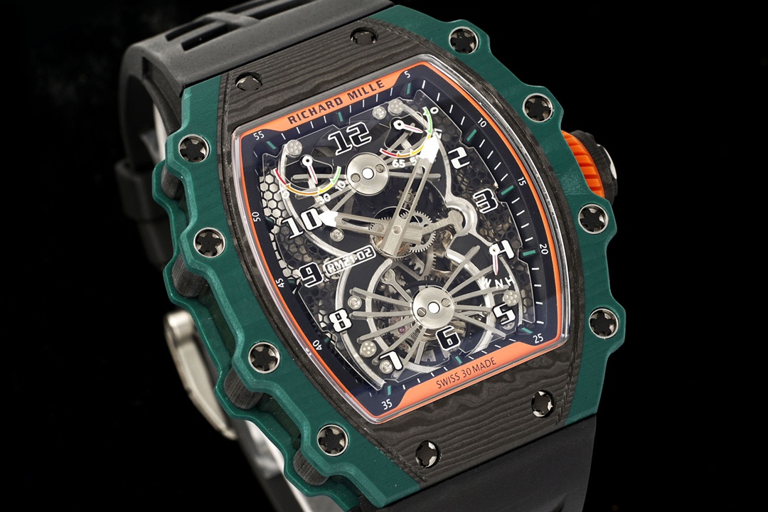 Richard Mille RM 21-02 Mechanical Tourbillon Aerodyne Quartz TPT Carbon Titanium Skeleton Dial Replica Watch