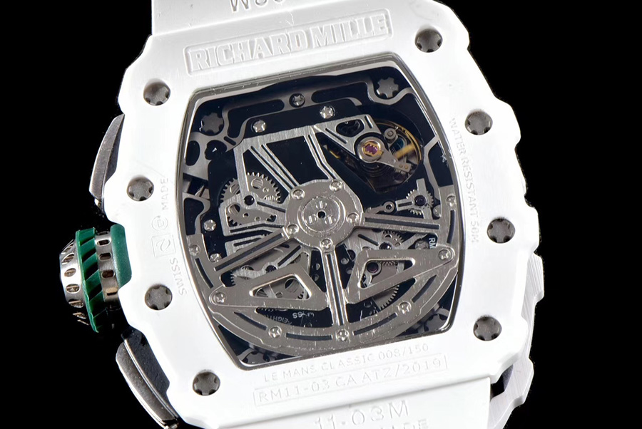 Richard Mille Replica RM 011-03 White Rubber Strap Open-face Digital Dial