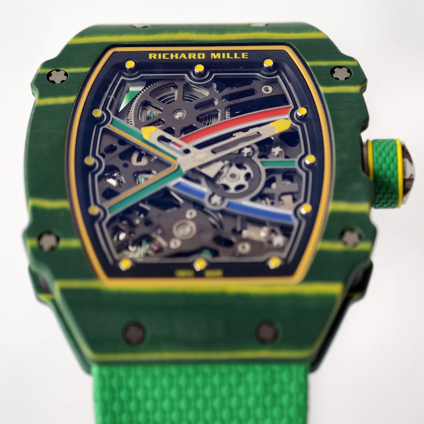 UMI RM 67-02 Van Niekerk Green Carbon Yellow Bezel Green Fabric Strap Replica Watch