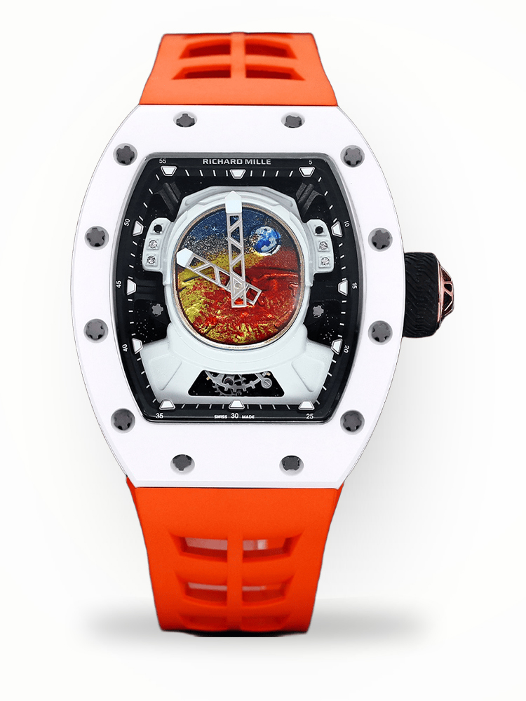 Swiss Richard Mille RM 52-05 Replica Pharrell Williams Limited Edition Watch – White Ceramic Case, Orange Strap