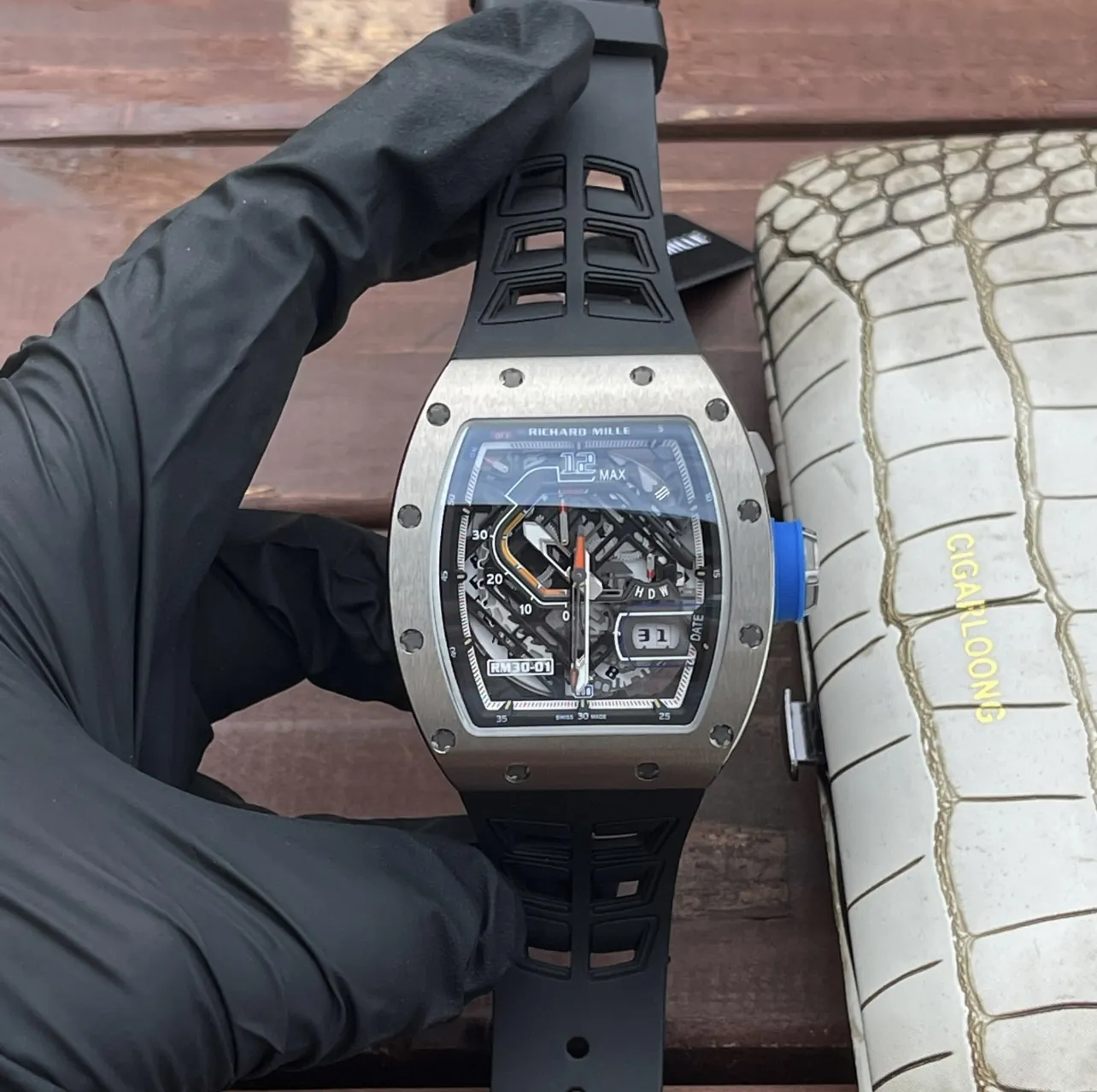 Richard Mille RM 30-01 Replica Skeleton Dial Black Rubber Strap Luxury Sports Wristwatch