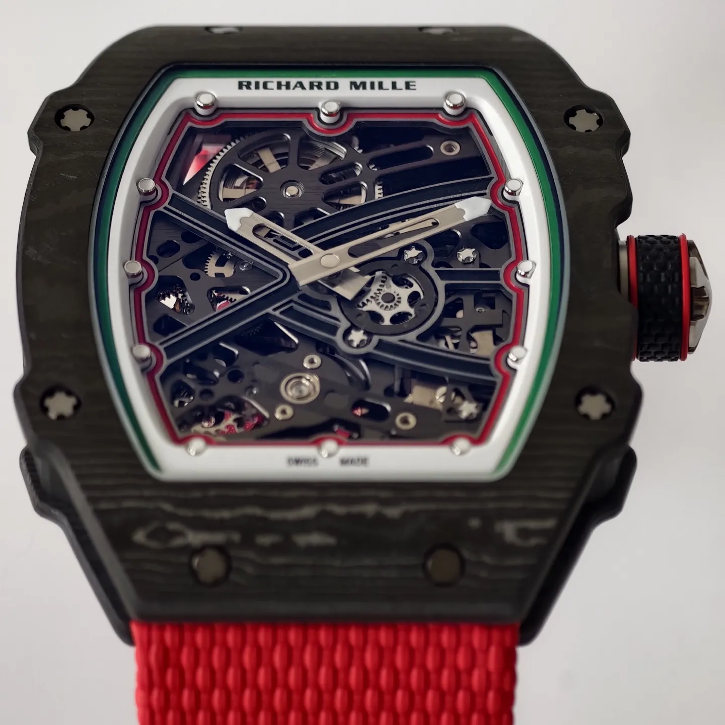 UMI Richard Mille RM 67-02 Extra Flat Italy Carbon TPT Skeleton Red Fabric Strap Replica Watch