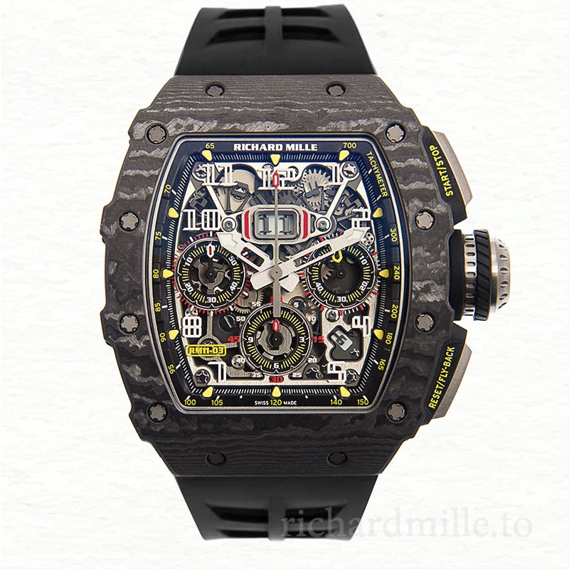Richard Mille RM11-03 Men Automatic Transparent Dial Rubber Band Watch