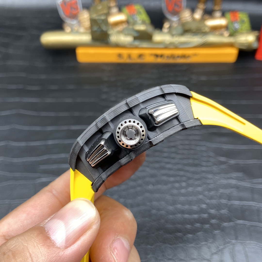 Best Swiss Replica Richard Mille RM 011 Skeleton Dial Watch – Carbon Fiber Case, Yellow Rubber Strap