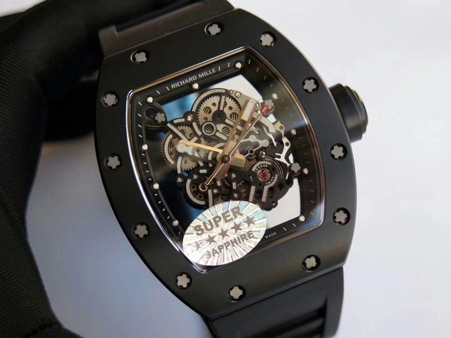 Richard Mille Replica RM 055 Black Rubber Strap