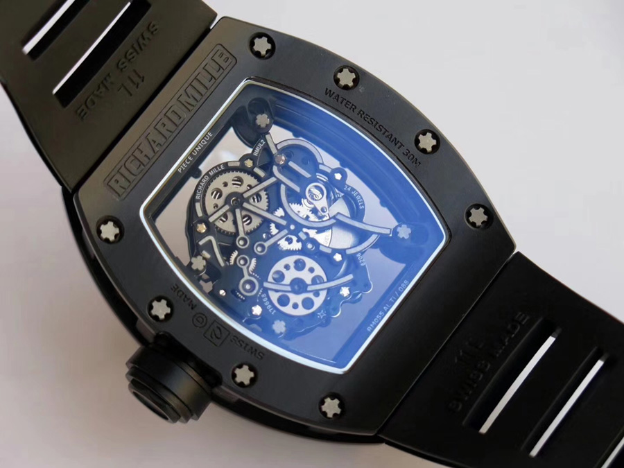 Richard Mille Replica RM 055 Full Ceramic Case Black Strap