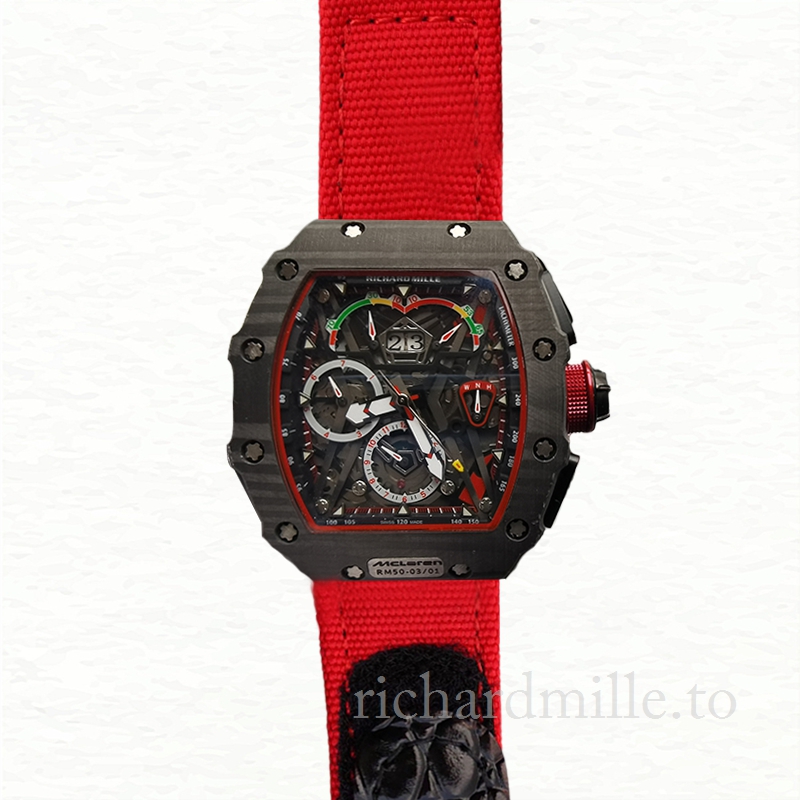 Richard Mille RM50-03 Mechanical Men Canvas Strap Titanium Watch