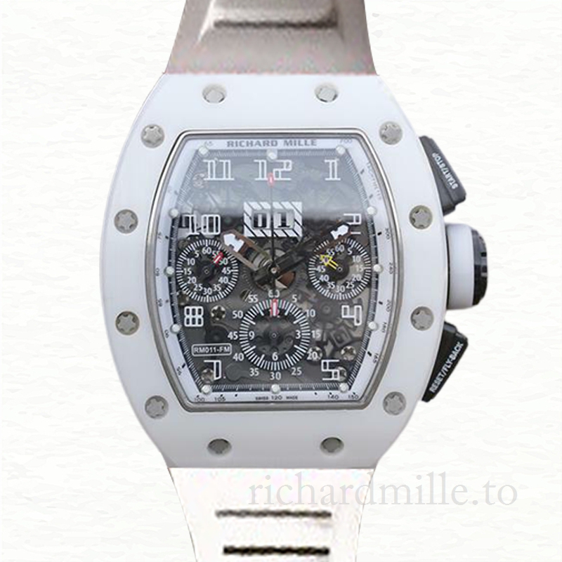 Richard Mille RM011 Automatic Men Rubber Band Ceramics Bezel Watch
