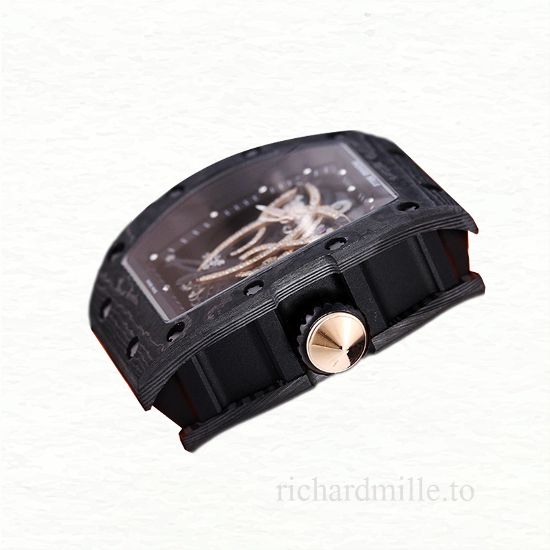 Richard Mille RM 019 Men Automatic Carbon Fiber Watch Transparent Dial