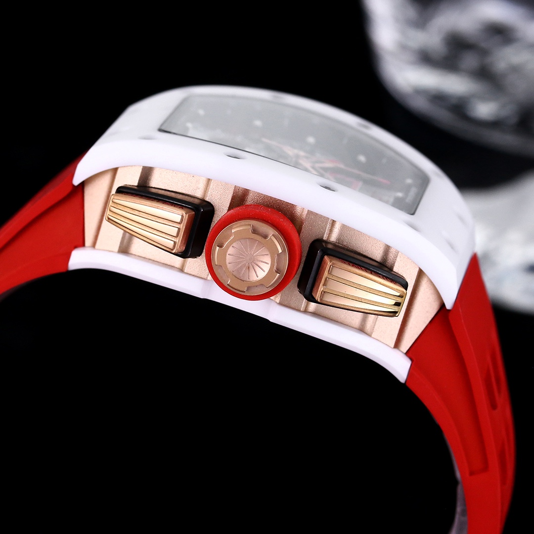 Luxury Swiss Replica Richard Mille RM 011 Felipe Massa White Demon Watch With Red Rubber Strap – Ultimate Precision & Bold Design