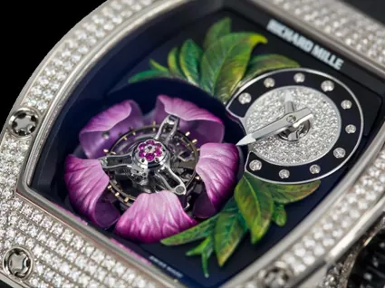 Richard Mille RM 19-02 Replica, Diamond-Set Case 3D Flower Skeleton Dial Luxury Ladies Automatic Wristwatch