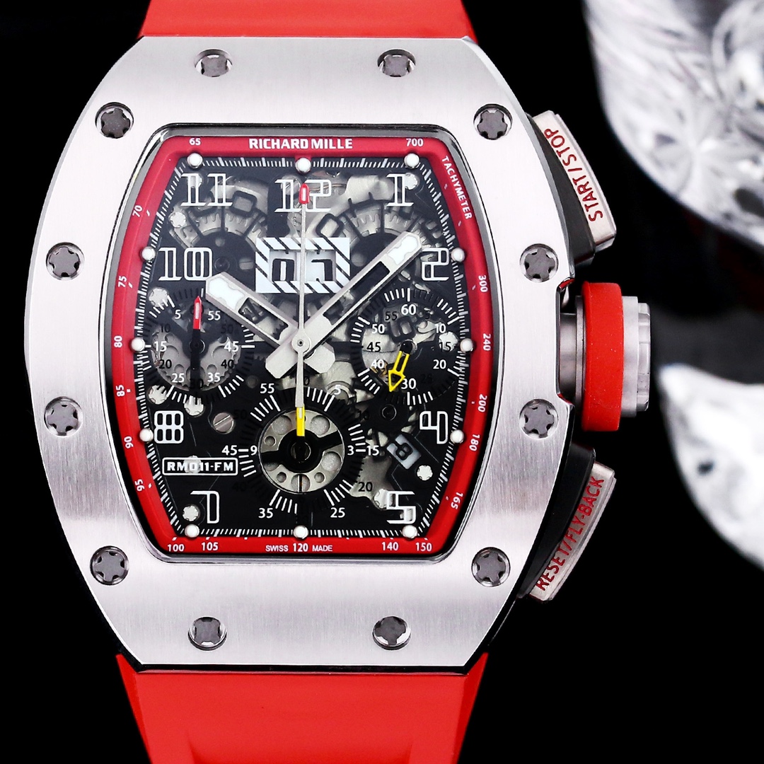 Richard Mille RM 011-FM Replica – Red Rubber Strap &amp; Precision Swiss Movement For Elite Style