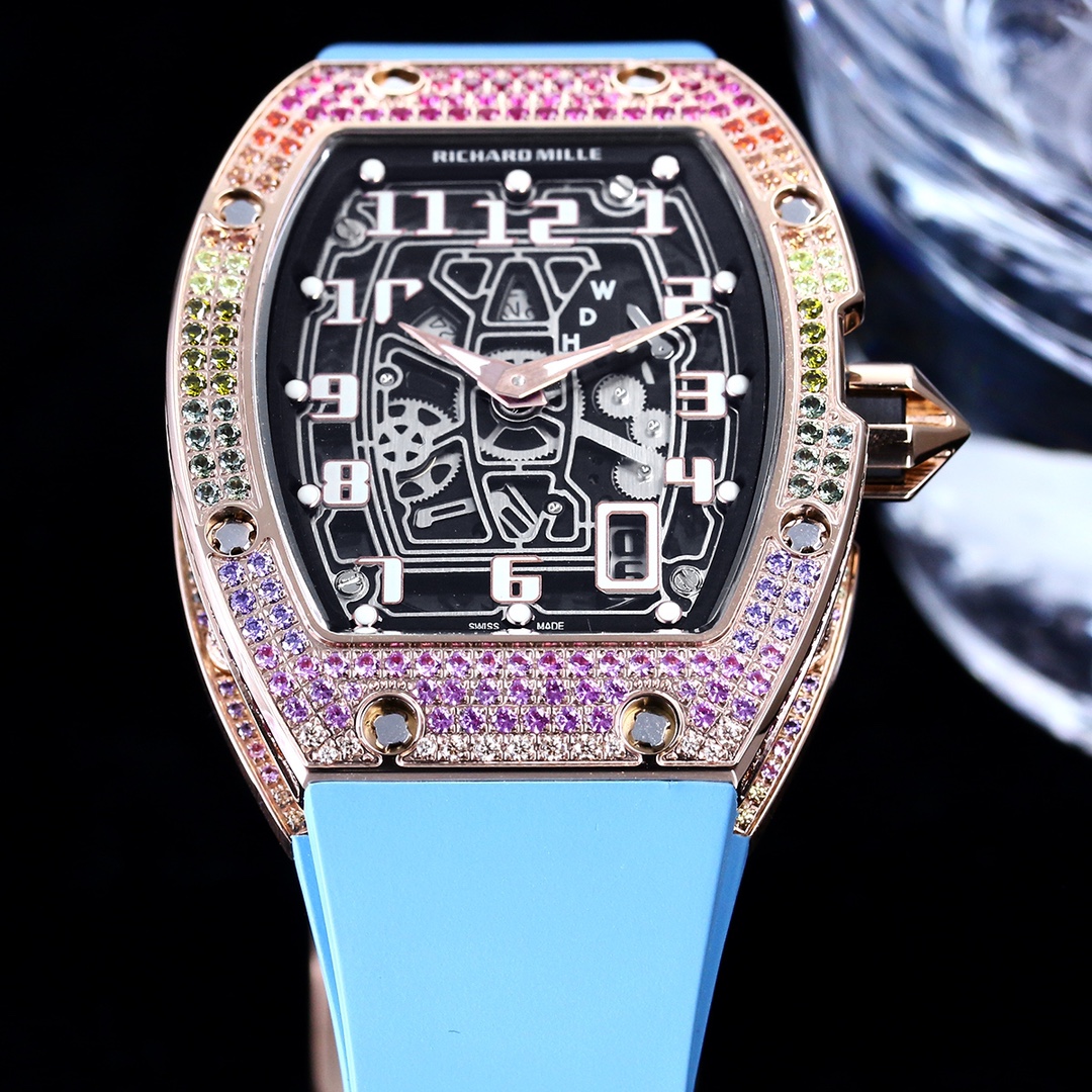 Swiss Richard Mille RM 67-01 Replica For Stylish Gentlemen – Skeleton Dial, Blue Rubber Strap, Ultra-Thin Case