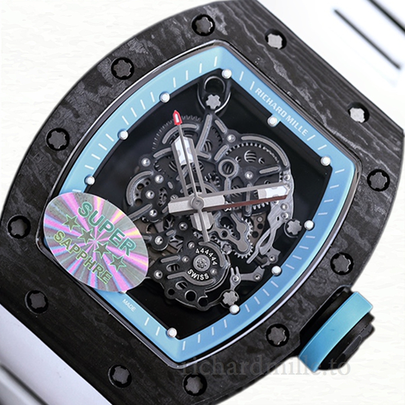 Richard Mille RM055 Automatic Men Rubber Band Dot Transparent Dial