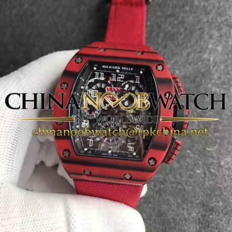 RM011 Red QTPT Flyback Chrono KVF Red Forged Carbon Black Skeleton Dial Swiss 7750