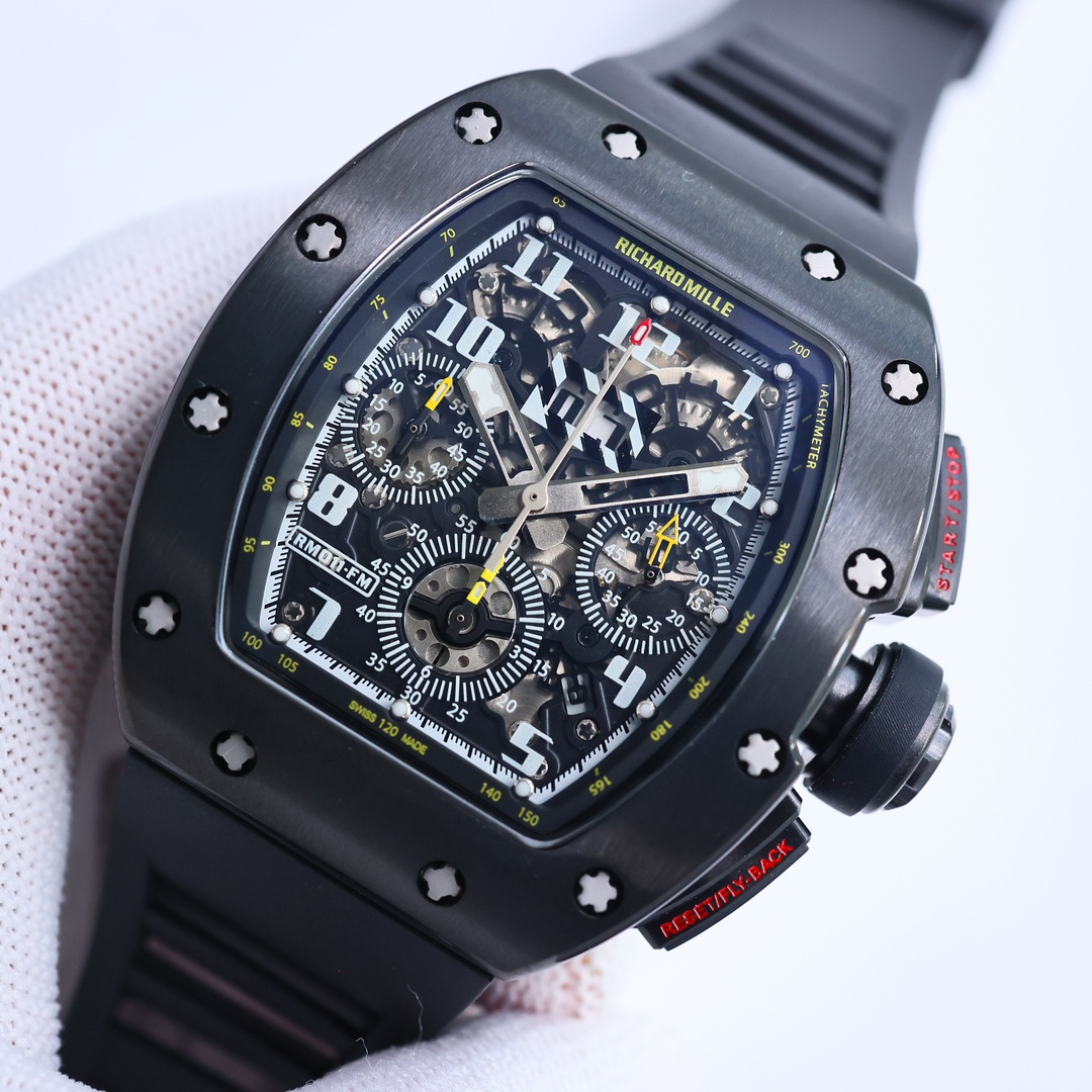 Swiss Richard Mille RM 011-FM Replica Men’s Sporty Watch – Black Rubber Strap