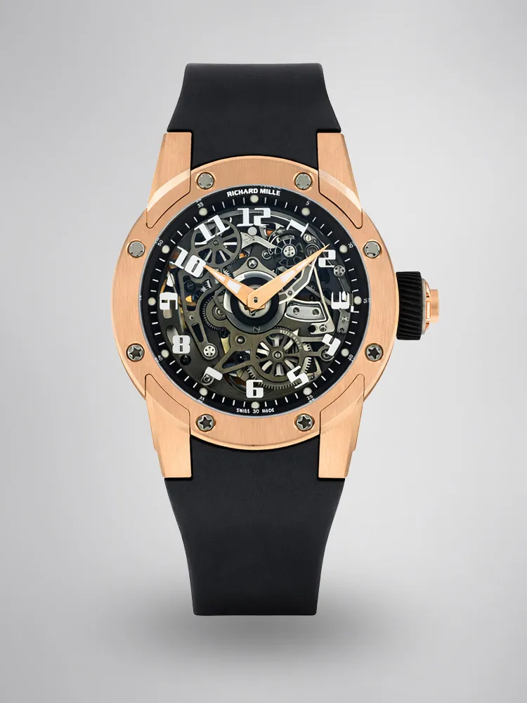 Best Replica Richard Mille RM 63-01 Dizzy Round Skeleton Dial Automatic Watch Big-Date Rose Gold Case