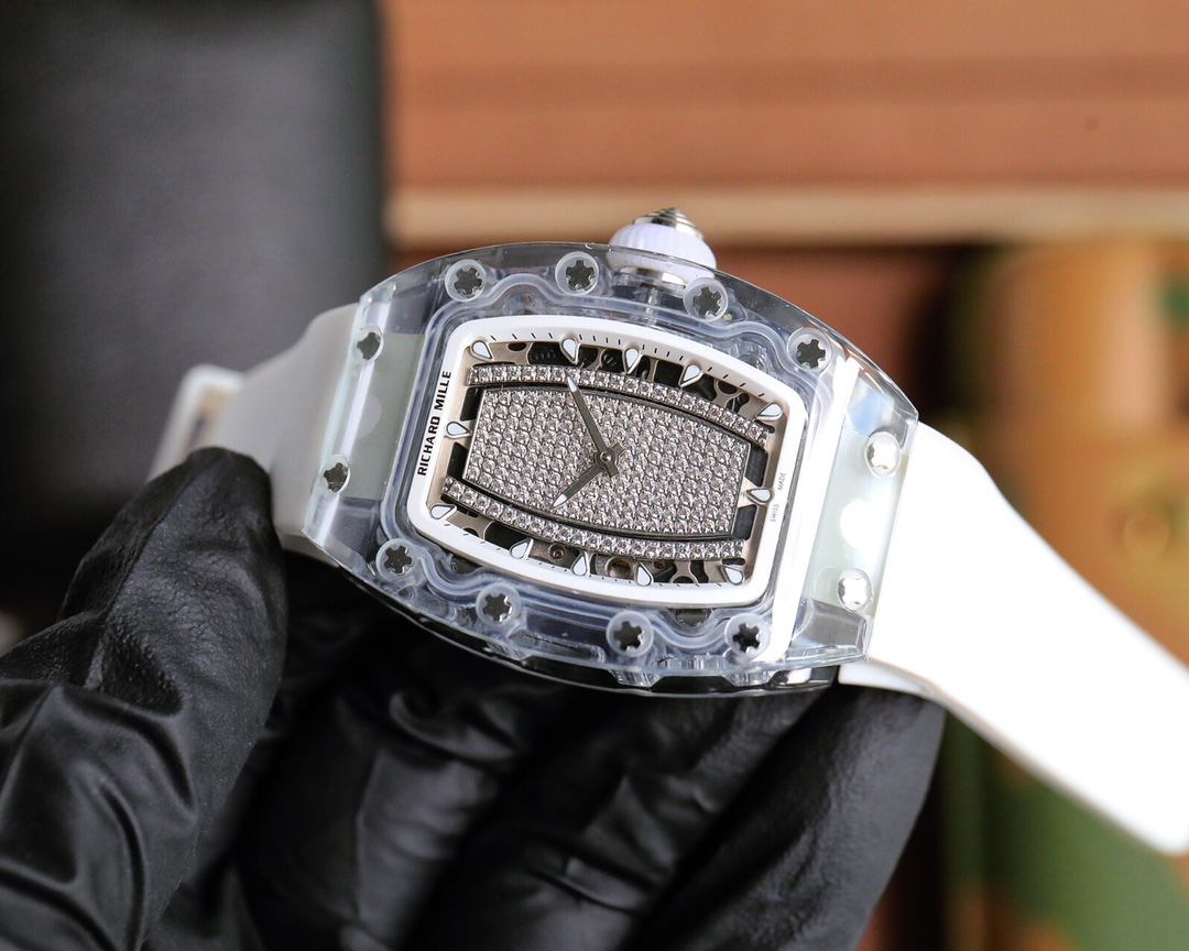 Super Clone Richard Mille RM 07-02 Replica Diamond Pavé Dial Sapphire Crystal Case Women's Watch