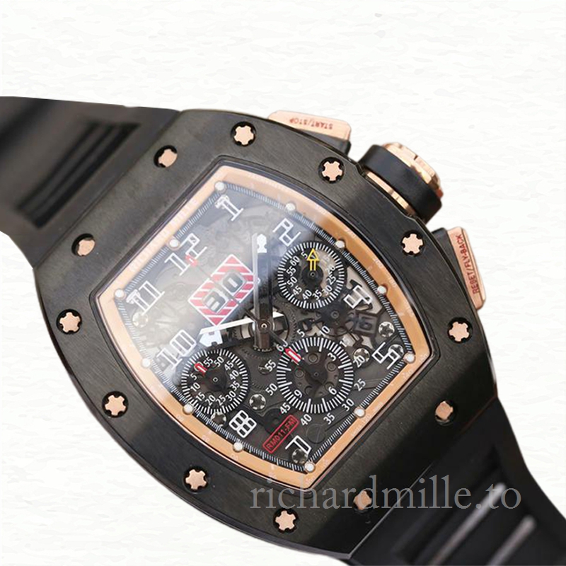Richard Mille RM011 Men Automatic Watch Rubber Band Transparent Dial
