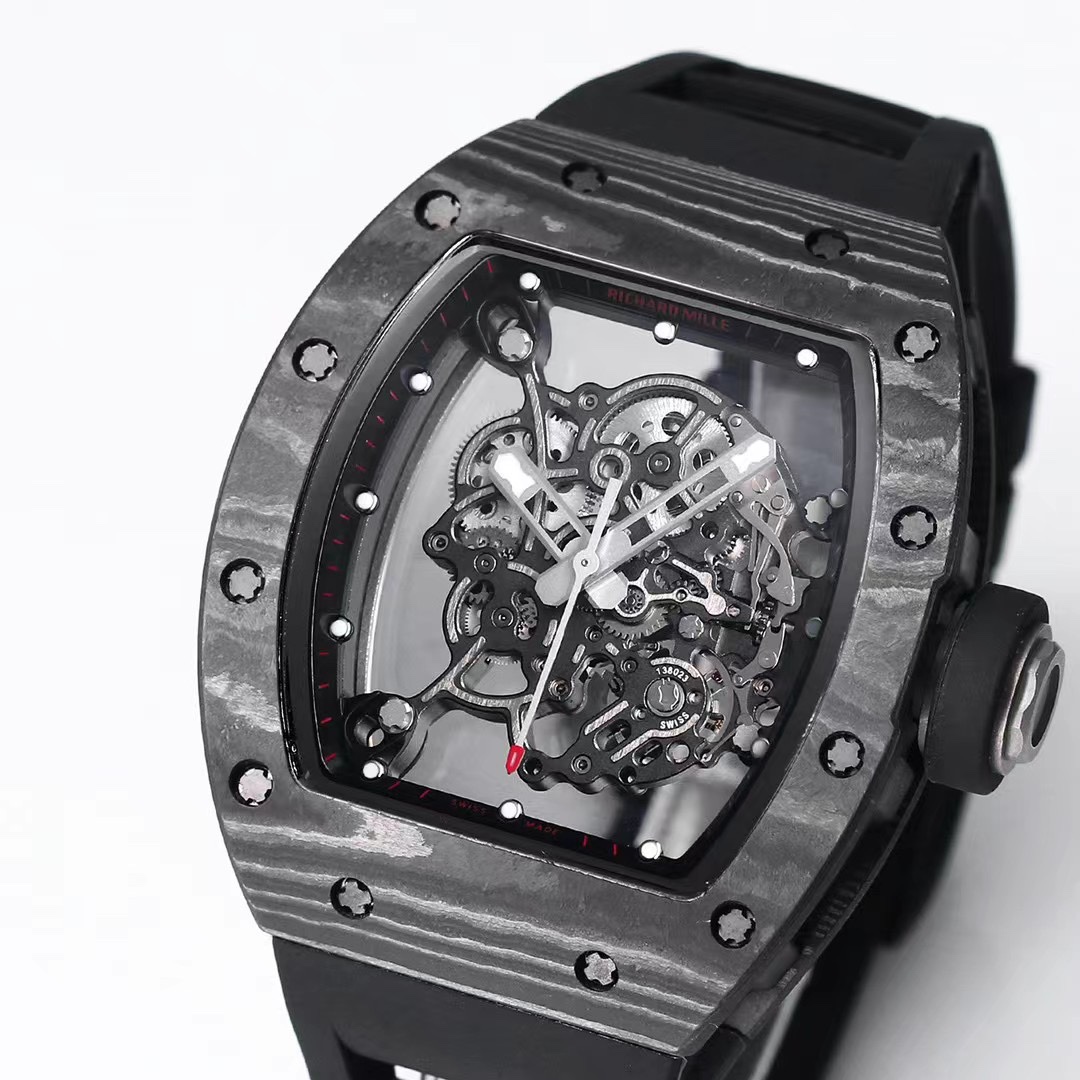Replica Swiss RM055 Carbon Fiber Replica Watch – Skeleton Design