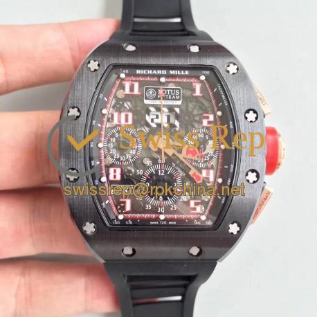 RM011-FM Felipe Massa Flyback Dubai Chrono KVF PVD Black &amp; Red Skeleton Dial 7750