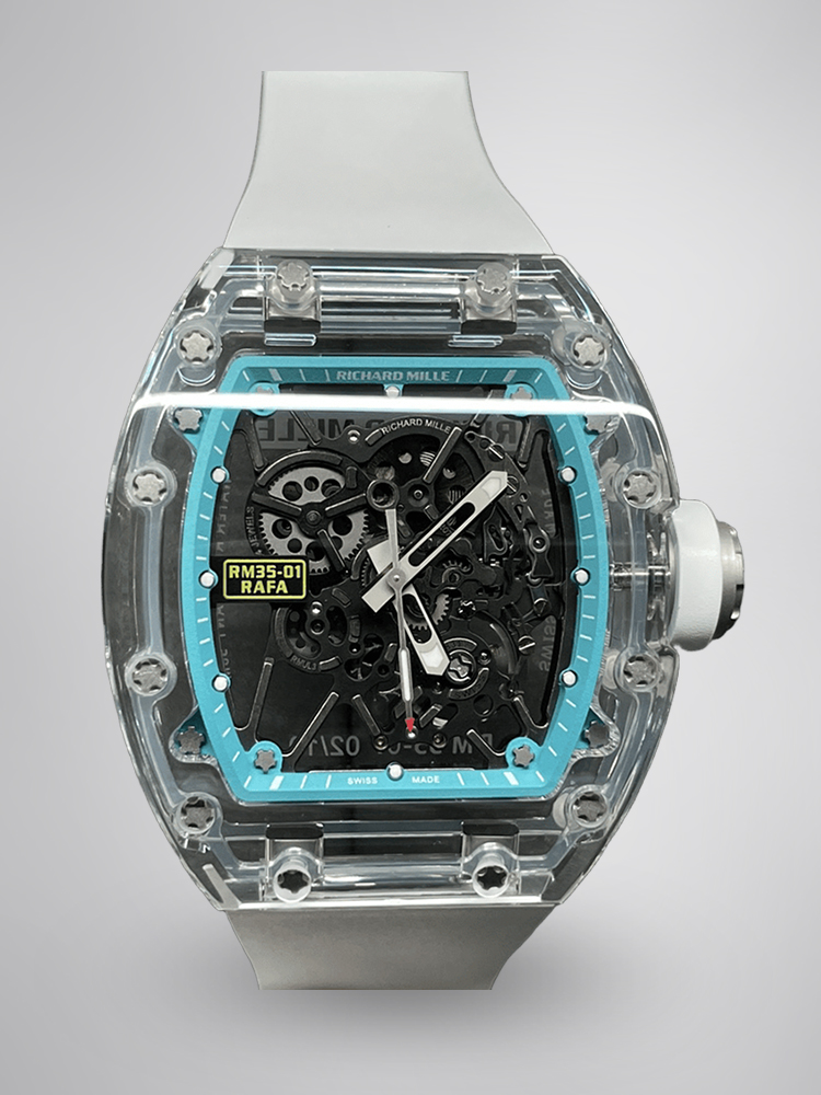 Replica Richard Mille RM 35-01 Rafael Nadal Watch – Swiss Tourbillon Movement, Skeleton Dial, Crystal Glass Case