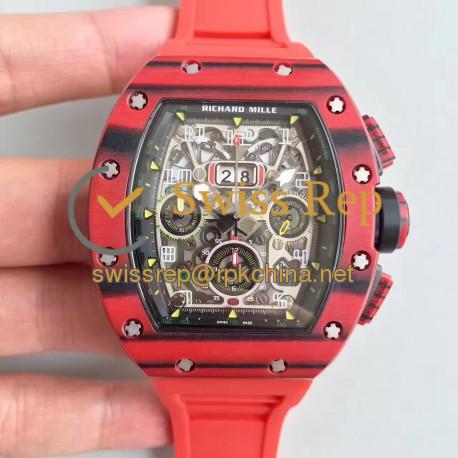 RM011-03 Flyback Chrono KVF Red Forged Carbon Black Skeleton Dial 7750
